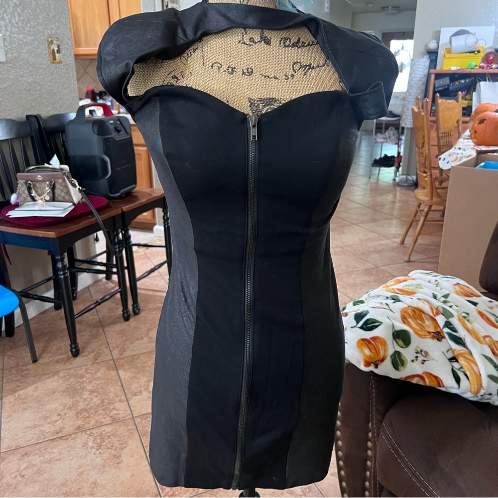 Guess Black Midi Dress with Zipper Detail